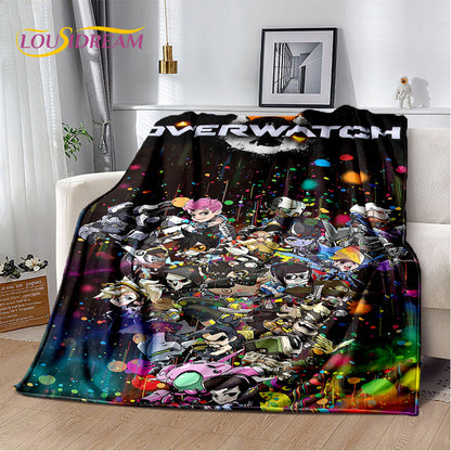Overwatch Gamer DVA Reaper Manta Macia de Peluche, Manta de Flanela para Sala de Estar, Quarto, Cama, Sofá, Piquenique, Criança, 3D