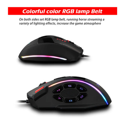 ZELOTES C13 Wired Mouse Programming Gaming Mouse 13 Keys 10000DPI RGB Light Laser Mouse for Laptop Computer PC