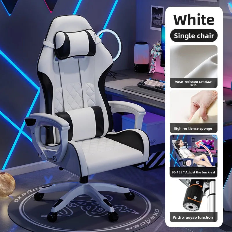 Férfi e-sport szék, kényelmes hosszan tartó üléshez, dönthető számítógépes szék pihenéshez, háttámla