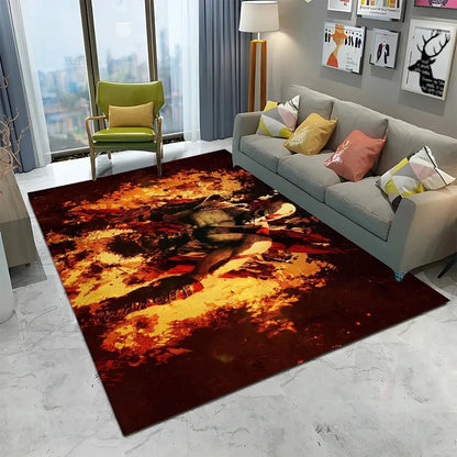 3D God of War Games Carpet Home Living Room Bedroom Sofa Doormat Decor Kids Play Area Rug Non-slip Mechanical Washable Floor Mat