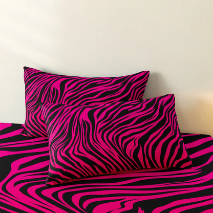 3pcs Bedding Set Rose Red Zebra Print Leopard Print Digital Print Duvet Cover Set,,Digital Print,Using A Family Hotel Dormitor