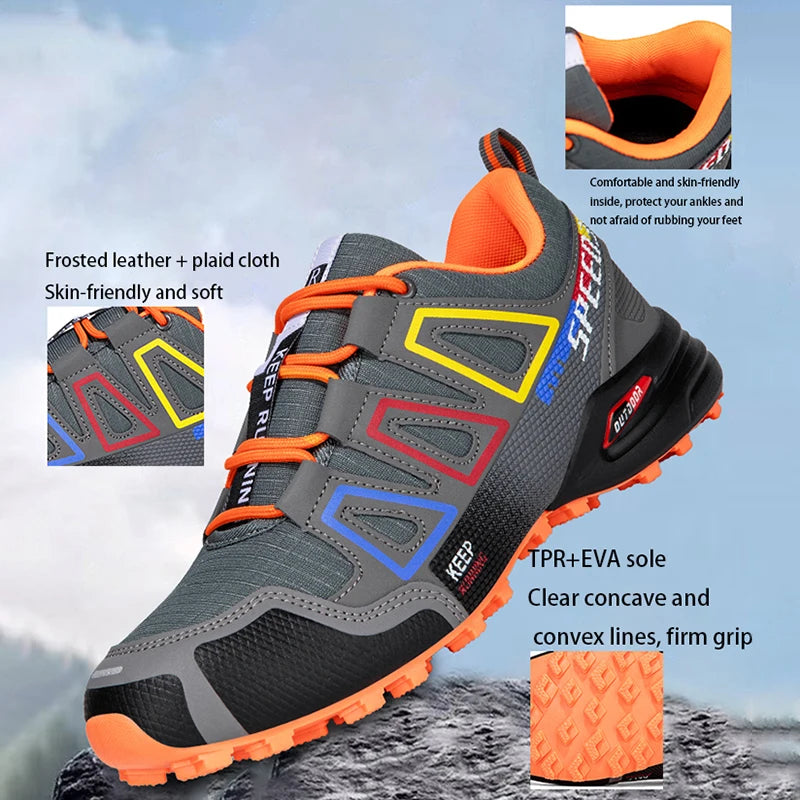 Men's Waterproof Hiking Shoes Wear-Resistant Outdoor Leather Hiking Hunting Tactical Sports Shoes
