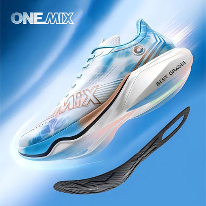 ONEMIX Sapatilhas de Corrida de Maratona em Nylon Carbon Board, Alívio de Impacto, Suporte Estável Profissional, Ressalto Ultraligeiro