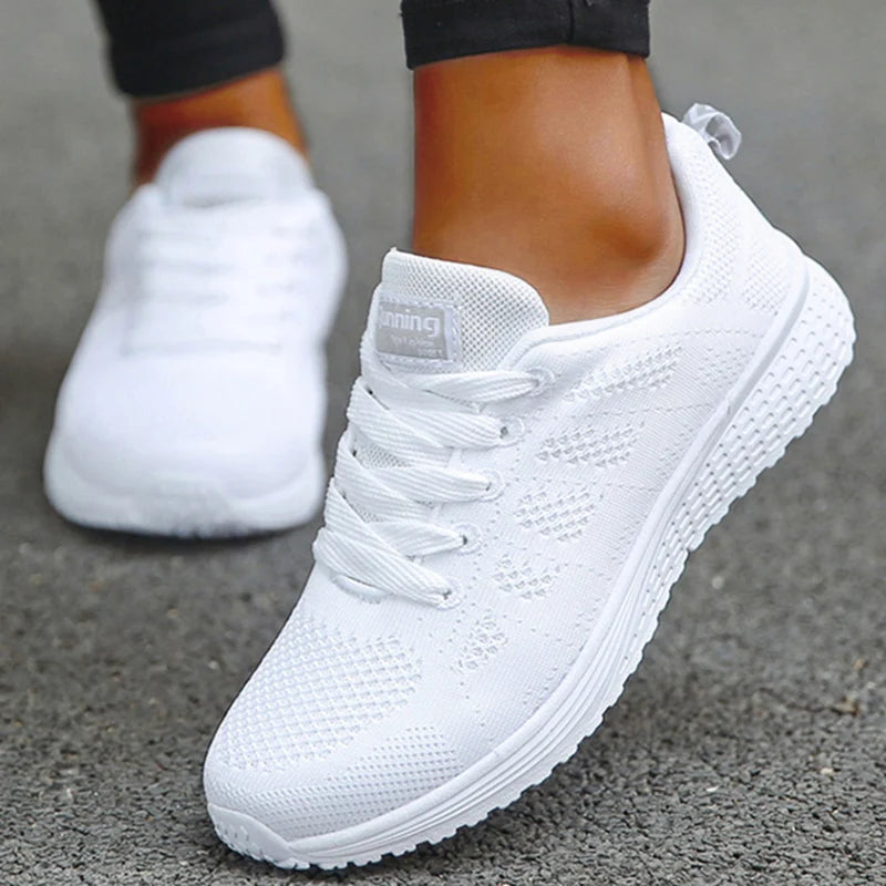 Women's Sneakers 2025 New Fashion Breathable Trainers, Comfortable Sneakers Mesh Fabric Lace-Up, Women's Tennis Shoes