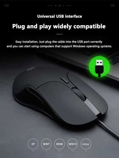 Mouse cablato USB INPHIC B1 silenzioso da ufficio e gaming per PC e laptop