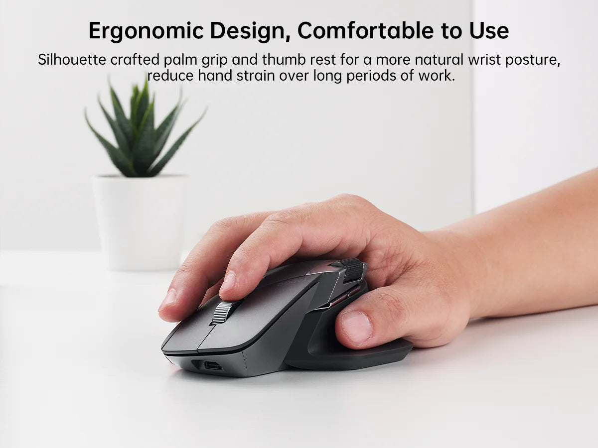 Rato Sem Fios Recarregável Multimodo Rapoo MT760L/MT760M, Ergonómico, 4000 DPI, Suporte para Até 4 Dispositivos, Rato Bluetooth