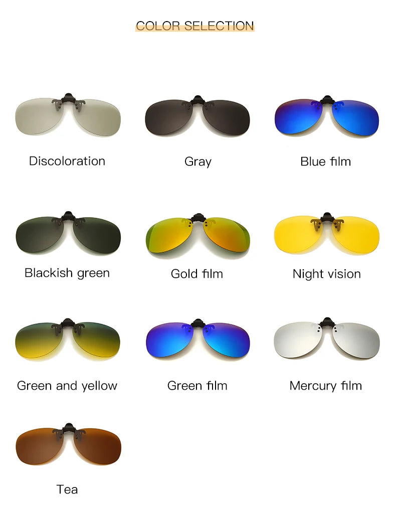 Pilot Polarized Sunglasses Clips Glasses Clip Driving Night Vision Eyeglasses UV400 Outdoor Shades Definition Sun Glasses Clips
