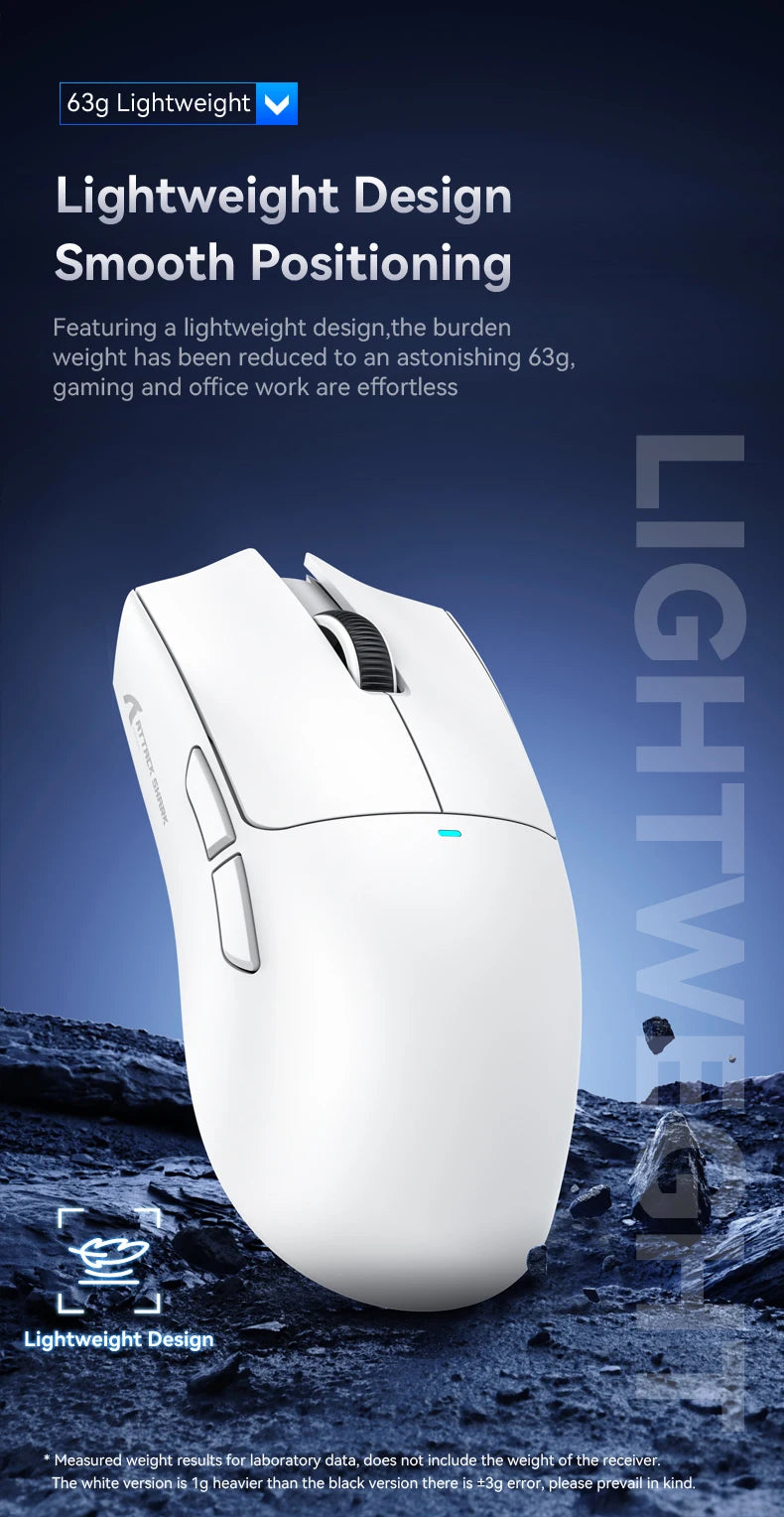 Attack Shark X11&R1 Tri-Mode-Bluetooth-Wireless-Maus mit Ladestation, RGB, ergonomische leichte Maus, PC-Gaming-Zubehör