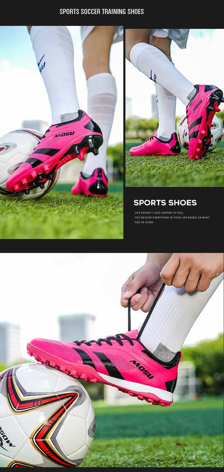 Neue Fußballschuhe für Herren und Damen, Hallen- und Outdoor-Sportschuhe mit langen Stollen und Multinocken für das Fußballtraining auf Matten