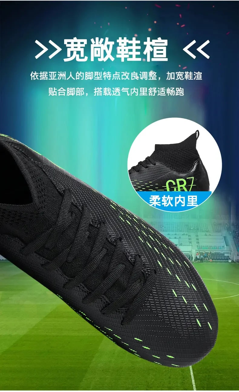 TF Long Stud Training Football Cleats Wear-Resistant Breathable Firm Ground Outdoor Match Training Sports Footwear