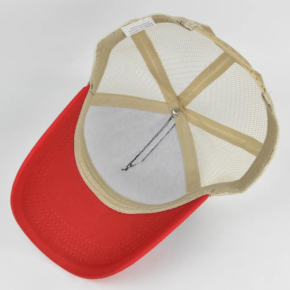 Letter Mesh Breathable Hat Women Men Embroidery Blocking Baseball Cap Sunshade Outdoor Sports Cycling Travel Sun Hat Dad Hat