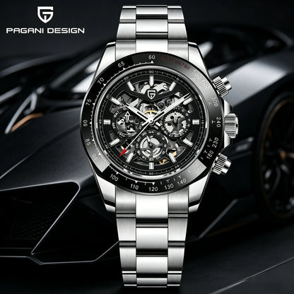Relógio Mecânico Automático PAGANI DESIGN para Homem em Aço Inoxidável, Impermeável, Desportivo 10Bar, Luxo Casual para Homem