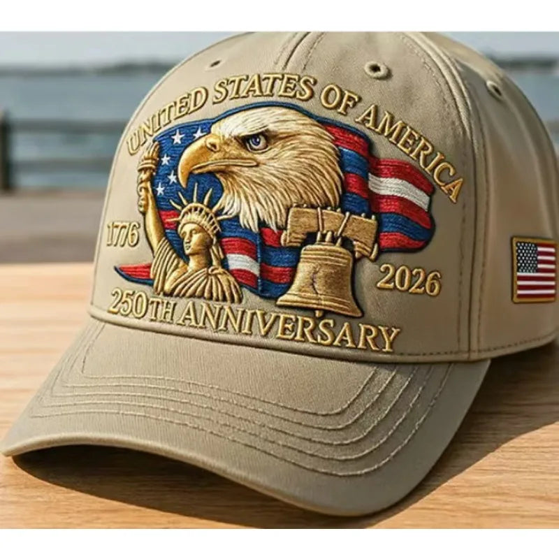 1pc United States 250th Anniversary Baseball Caps for Women,Washed Retro Design,Handmade Embroidery Hat for Parties,Adjustable