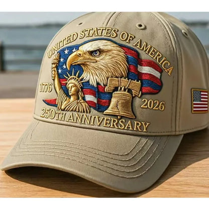 1pc United States 250th Anniversary Baseball Caps for Women,Washed Retro Design,Handmade Embroidery Hat for Parties,Adjustable