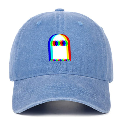 Colorful ghost print baseball cap suitable for daily dressing up and Halloween parties, adjustable outdoor sun protection hat