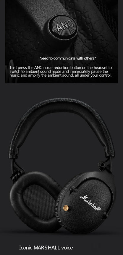 Marshall MONITOR II A.N.C. kabellose Kopfhörer mit Geräuschunterdrückung – Premium-Bluetooth-Over-Ear-Headset mit tiefem Bass, Mikrofon & Gaming-Audio