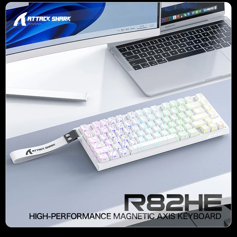 Tastiera gaming magnetica cablata ATTACK SHARK R82 HE 75% RGB 8000Hz Rapid Trigger, attuazione 0.005mm