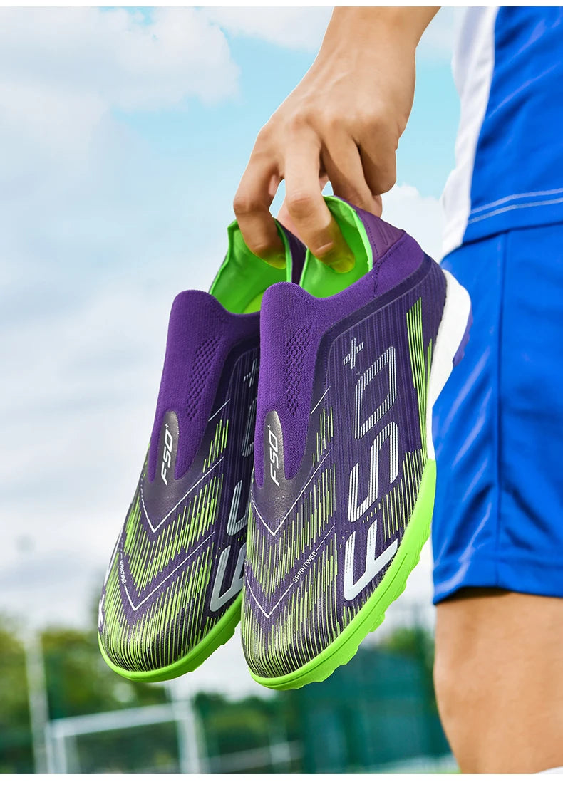Sapatilhas de Homem Novas com Pitons para Relva, Ténis de Futebol de Alta Qualidade, Chuteiras de Futsal Antiderrapantes para Interior, Modelo Cano Alto para Exterior Mais Vendido