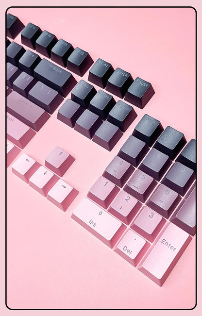 RGB-Gamer-Tastenkappen mit Farbverlauf-Hintergrundbeleuchtung für mechanische Tastaturen mit MX-Switches, OEM-Profil, PBT-Keycaps, Weiß/Blau, ISO-Layout, DIY-Tastenkappen
