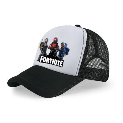 Gorra de béisbol Fortnite con estampado de juego estilo cartoon para niños, gorra de malla transpirable de verano, visera ajustable, regalo de cumpleaños para niños
