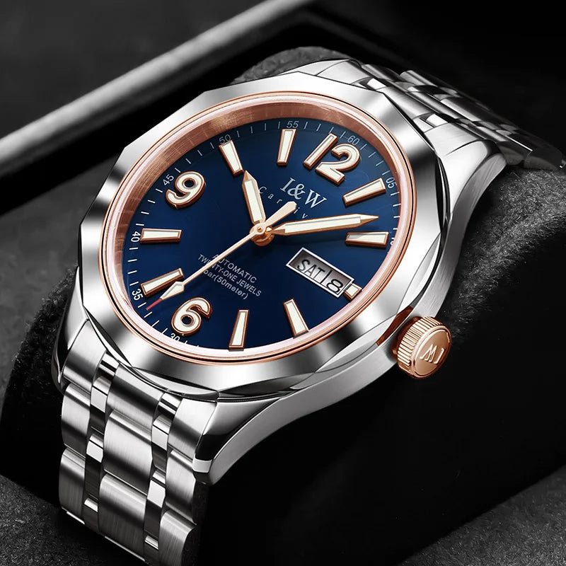 Mechanische Luxusuhr für Herren „Reloj CARNIVAL“ aus Wolfram, Automatikwerk MIYOTA 8205, wasserdicht.