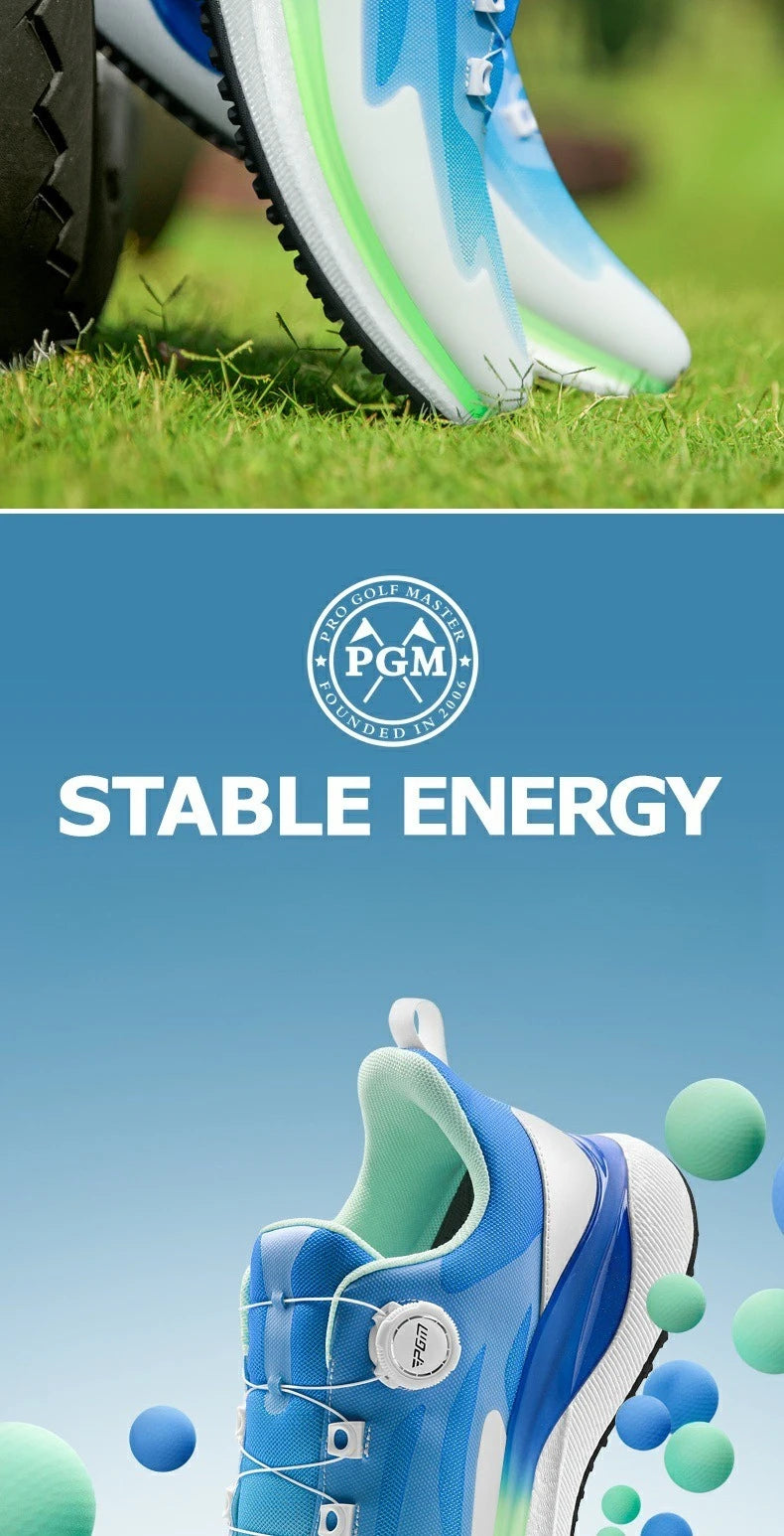 PGM Men's Golf Shoes with Ultra Soft Sole, Knob Shoelaces, Breathable, Anti-Slip Outdoor Sports Sneakers XZ412