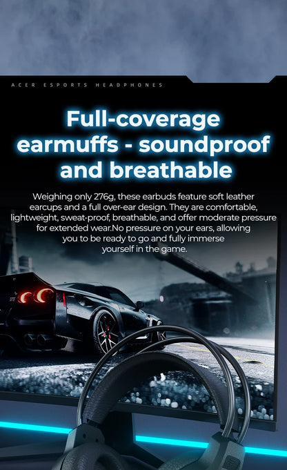 RGB kabelgebundene Gaming-Ohrhörer mit Mikrofon – Low-Latency-Surround-Sound-Gaming-Headset mit cooler RGB-Beleuchtung, Geräuschisolierung und komfortabler Passform