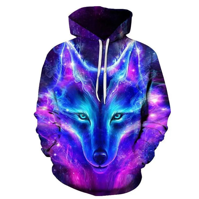 Neuer modischer Hoodie mit 3D-Tierprint für Herren und Damen, personalisiertes Design, Sweatshirt mit Schnee- und Doppelwolf-Motiv, Harajuku Oversized Hoodie