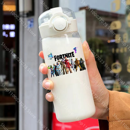 Vaso con pajita Fortnite de 400ML y 18CM para adultos, niños y niñas, vaso de agua bonito de dibujos animados para estudiantes, botella de agua resistente a caídas, regalo portátil