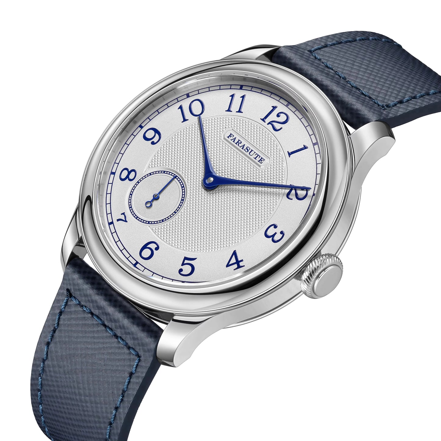 Relógio masculino FARASUTE NEW Machinery com mostrador salmão, movimento mecânico manual ST17, pequeno segundeiro e bracelete Bonklip vintage