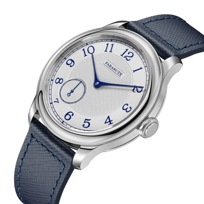 Relógio masculino FARASUTE NEW Machinery com mostrador salmão, movimento mecânico manual ST17, pequeno segundeiro e bracelete Bonklip vintage