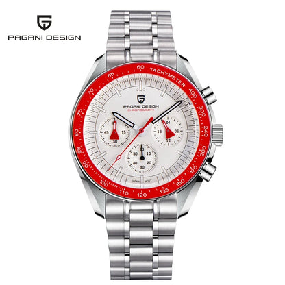 PAGANI DESIGN ‘New Moon’ Men’s Watch – Luxury quartz watch, chronograph, sapphire crystal with anti-reflective coating, ceramic bezel, luminescent hands