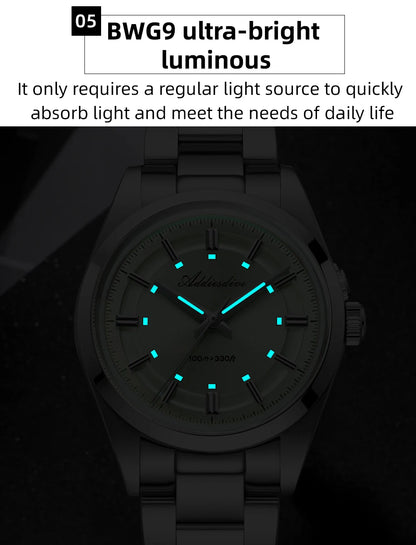 ADDIESDIVE 2026 New Luxury Men Analog Watch VH31 Bubble Glass Quartz Watch 10Bar BGW9 Luminous Steel Personalized Watch AD2515