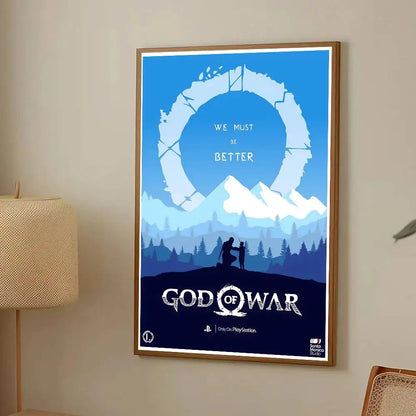 Game G-God Of War Poster Self-adhesive Art Room Entrance Restaurant Wall Decor Art Painting