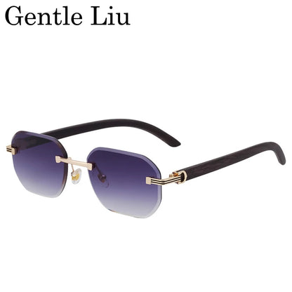 Vintage Square Rimless Sunglasses Men 2026 Luxury Brand Trendy Frameless Punk UV400 Eyewear Anti Blue Light Prescription Glasses