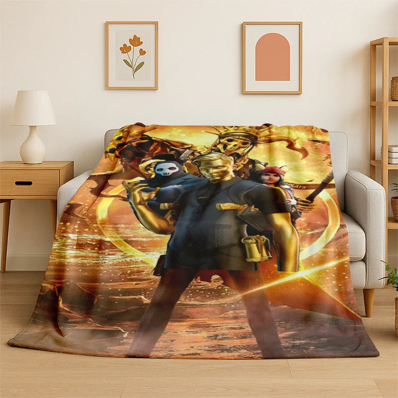 Cartoon-F-Fortnite-Game-Gamer-Flanelldecke – weiche, warme Kuscheldecke für Schlafzimmer, Wohnzimmer, Bett, Reisen, Camping, Picknick und als Geschenk