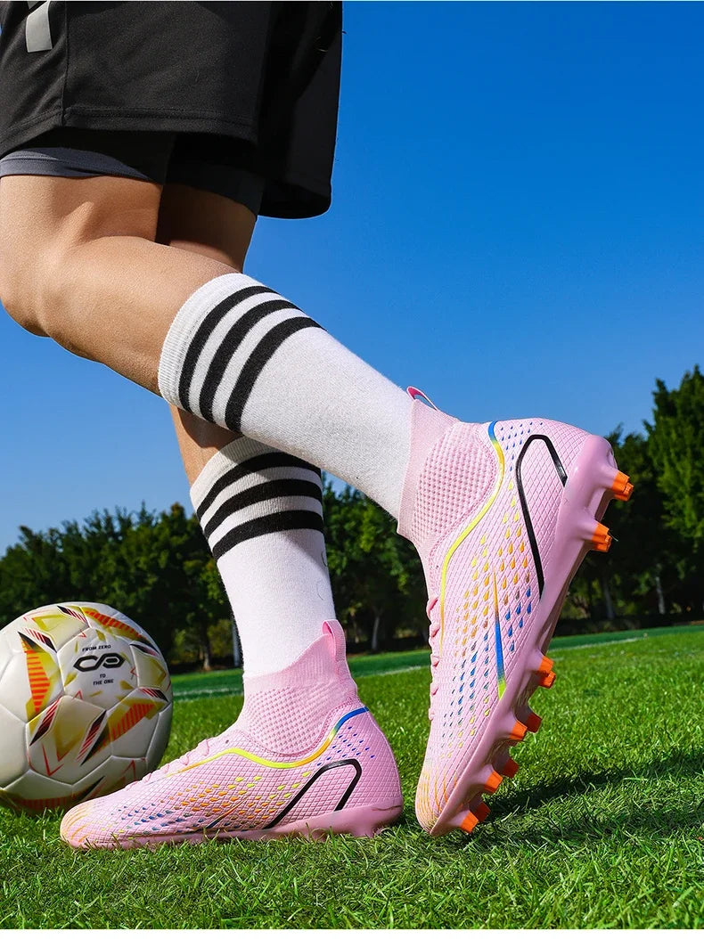 Chaussures de football FG/TF pour homme, bottes de football d'entraînement en plein air, baskets pour femme, chaussures de sport ultralégères antidérapantes, crampons de football pour terrain synthétique, grande taille