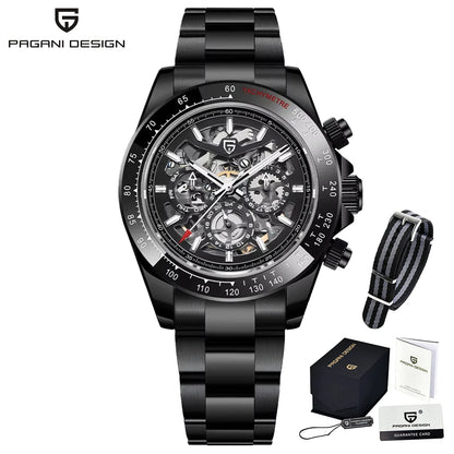 Relógio Mecânico Automático PAGANI DESIGN para Homem em Aço Inoxidável, Impermeável, Desportivo 10Bar, Luxo Casual para Homem