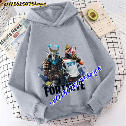 FORTNITED Kinder-Langarm-Hoodie für Mädchen und Jungen, Streetwear, Pullover-Sweatshirt für Babys, Anime-Mode, Kinderoberteil, Geschenk