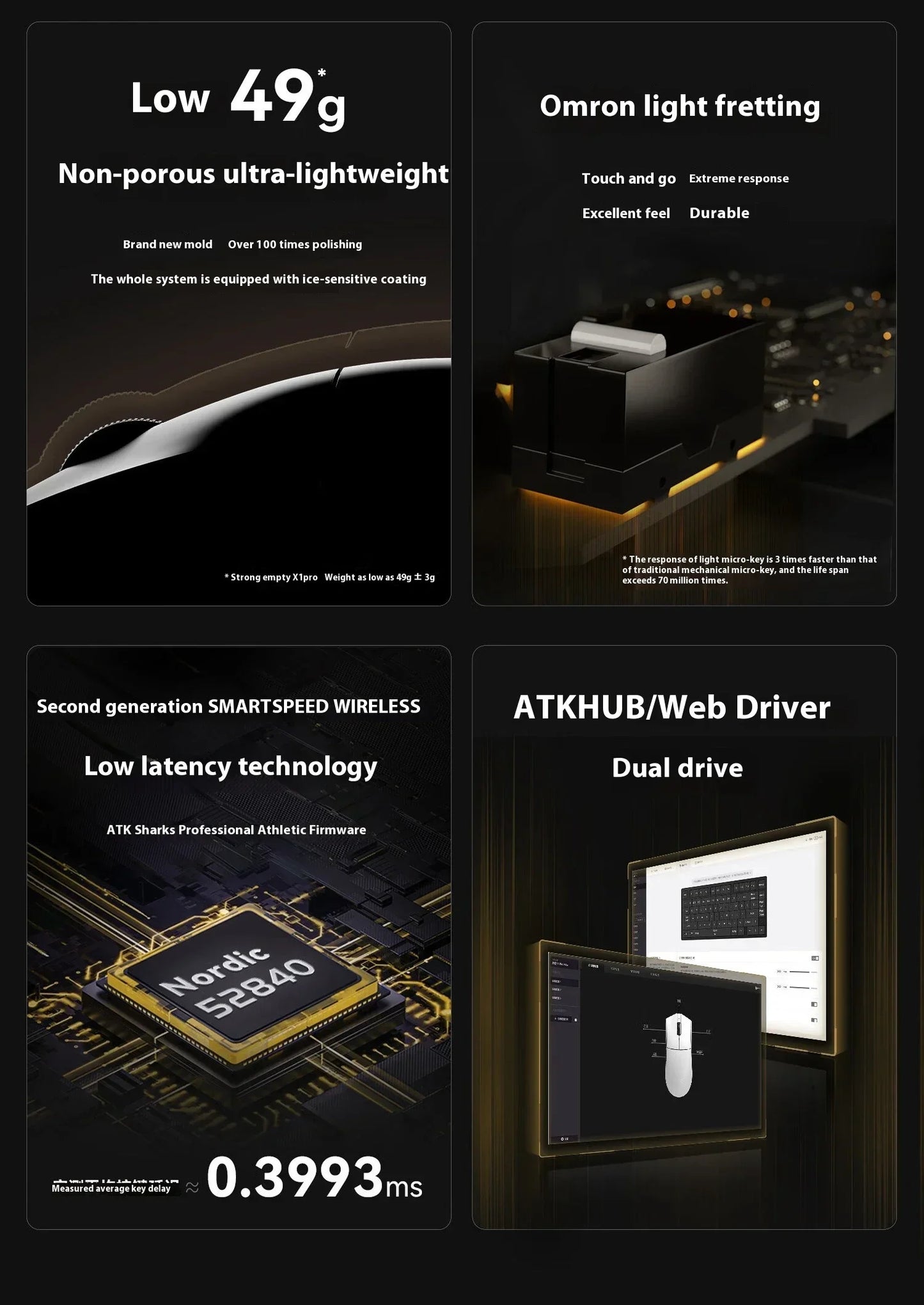 ATK Blazing Sky X1/X1V2 kabellose Gaming-Maus 8K Low Latency, leichte FPS Liekong E-Sports-Gaming-Maus, individuelles PC-Zubehör