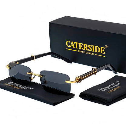 Caterside Small Square Rimless Sunglasses Men Luxury Brand Designer Classic Rectangle Sun Glasses Male UV400