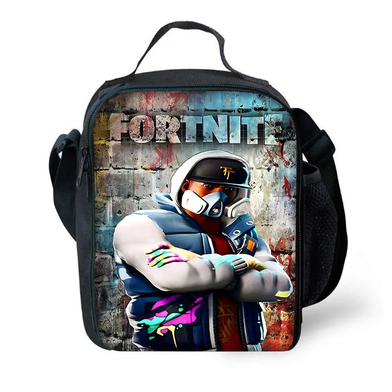 Børnerygsæk med populært spildesign, madtaske og penalhus, skoletaske med stor kapacitet til drenge og piger, perfekt gave F-FortniteS