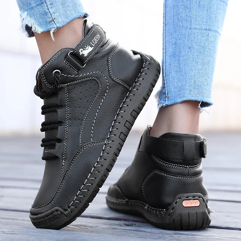 Shoes for Women Spring/Autumn Handmade Leather Casual Shoes Fashion Soft Casual Walking Sneakers Breathable Women's Ankle Boots