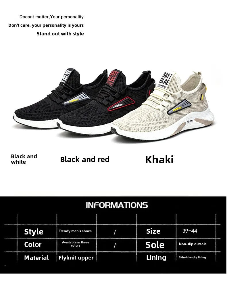 Hot Sale Of The Season New Men's Running Shoes Breathable Lightweight Knitted Lace-Up Sports Sneakers Fashionable Korean Styl...
