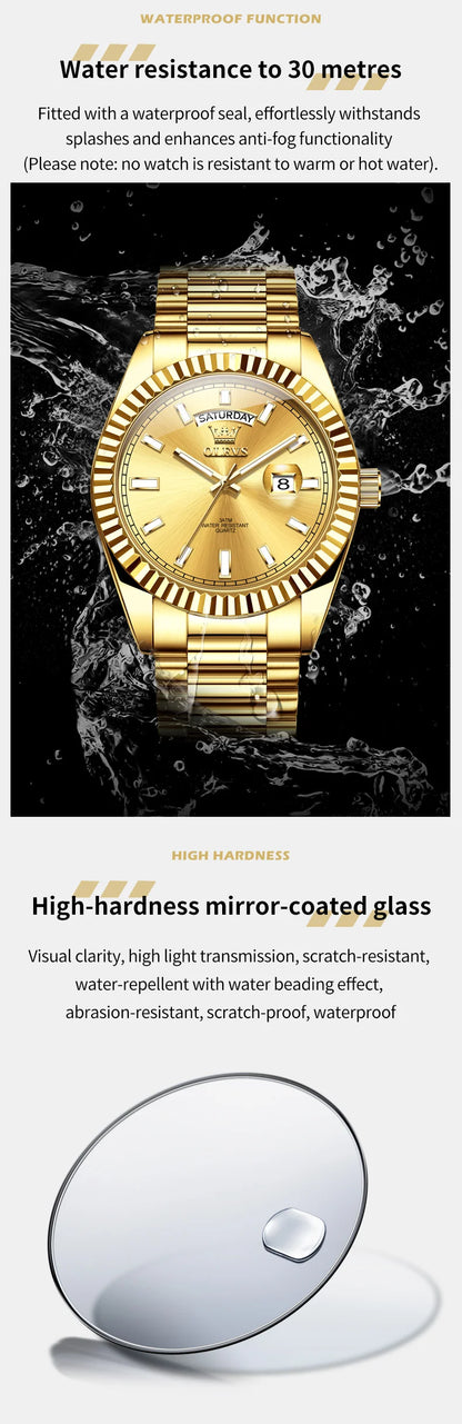 OLEVS 5650 Quartz Men's Watches Unique Week Calendar Display Luxury Brand Original Watches for Men Luminous Waterproof Man Watch