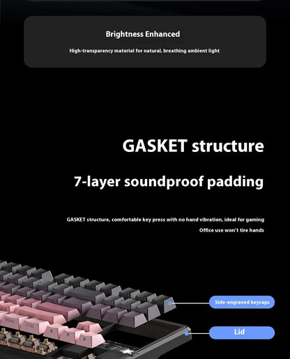 Teclado Mecânico AULA F87 Pro V2, 3 Modos Sem Fios, Bateria de Longa Duração 12000mAh, Hot-Swap, RGB Personalizável, Teclado E-Sports para PC Gaming