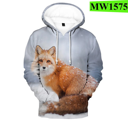 Beliebte Hip-Hop-Novelty-Hoodies und Sweatshirts mit komfortablem Fox-3D-Print für Herren/Damen und Erwachsene/Kinder, lässige Pullover