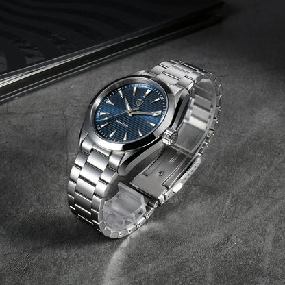 Relógio Watchdives WD0006, movimento VH31 com ponteiro dos segundos fluido, vidro de safira abaulado, revestimento luminescente BGW9, estanque até 10 bar, 38 mm, estilo vintage