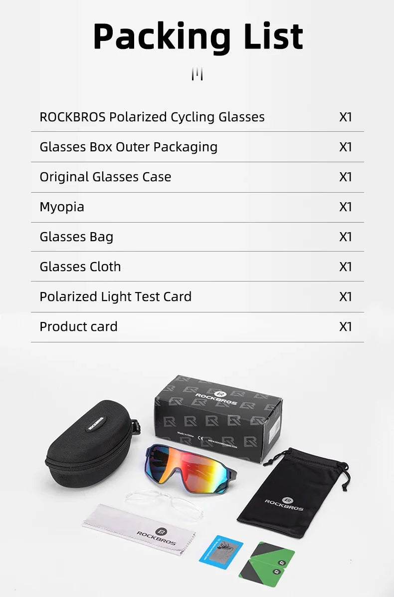 ROCKBROS Polarized Sunglasses, Sports Protection Glasses, Bicycle Eyewear, Outdoor Hiking, Camping, Golf, Cycling Goggles, UV400