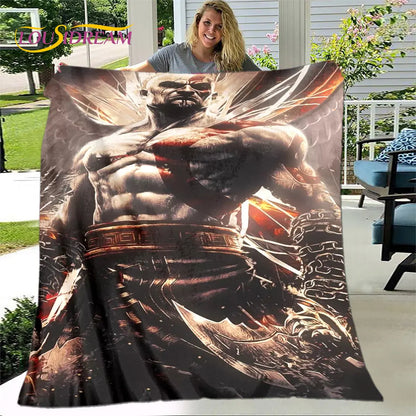 Game God of War Gamers Soft Plush Blanket,Flannel Blanket Throw Blanket for Living Room Bedroom Bed Sofa Picnic Cover Bettdecke